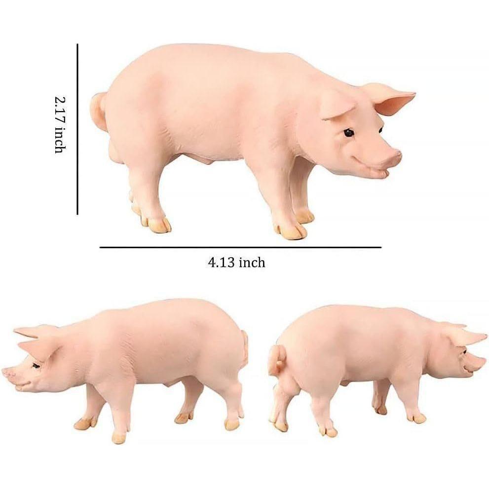 4 Pcs Realistic Farm Pig Animals Model Figure Toy Set, Barn Farm Pig Family Figurines Collection Playset Preschool Science Educational Learn Cognitive Props