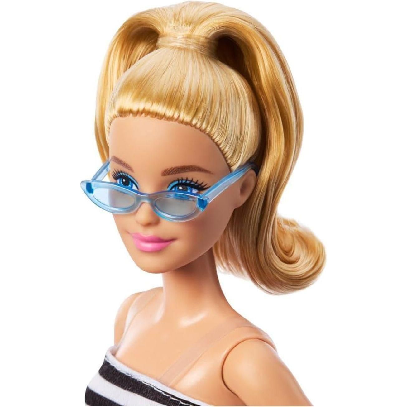 Fashionistas Doll #213, Blonde with Striped Top, Pink Skirt & Sunglasses, 65Th Anniversary Collectible Fashion Doll