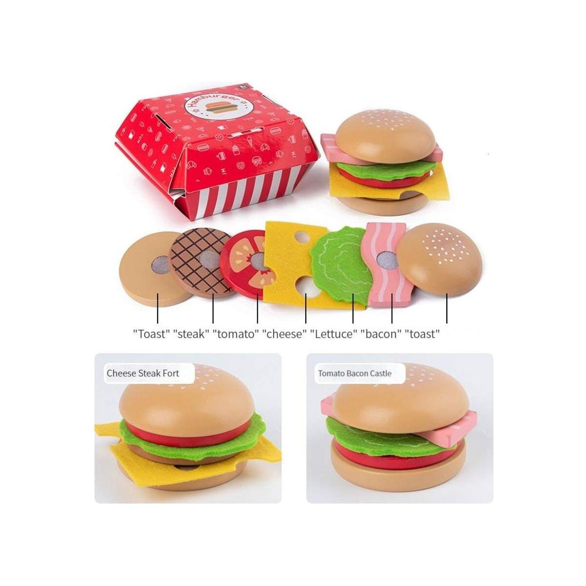 1 Set Kids' Kitchen Toy Simulation Burger Pretend Play Educational Toy with Color Perception
