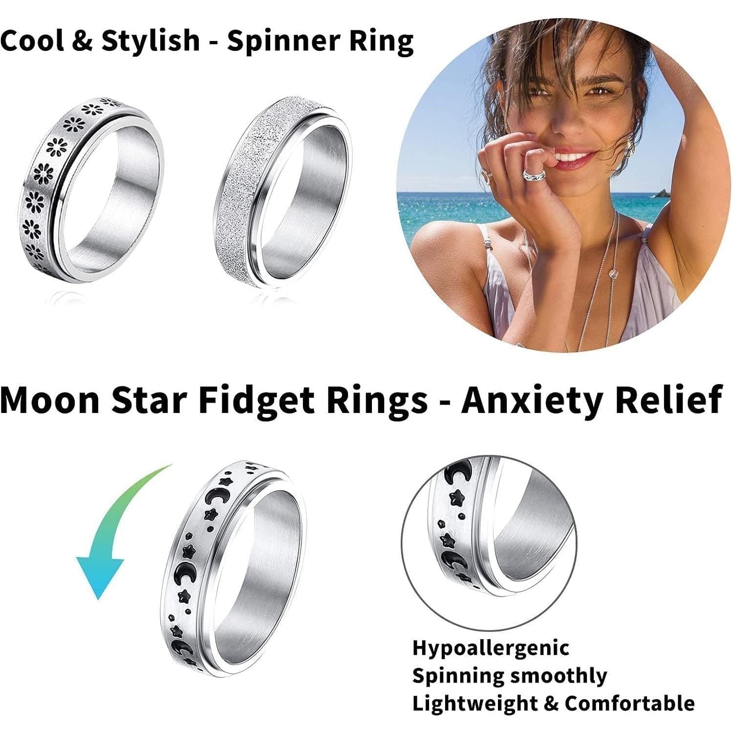 Stainless Steel Fidget Spinner Ring