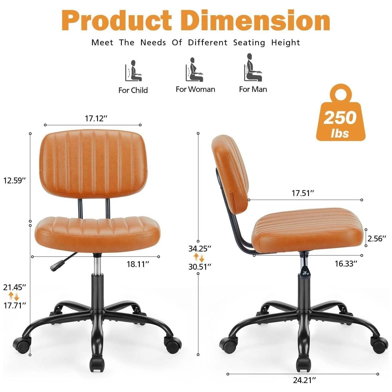 Small Office Desk Chair with Wheels