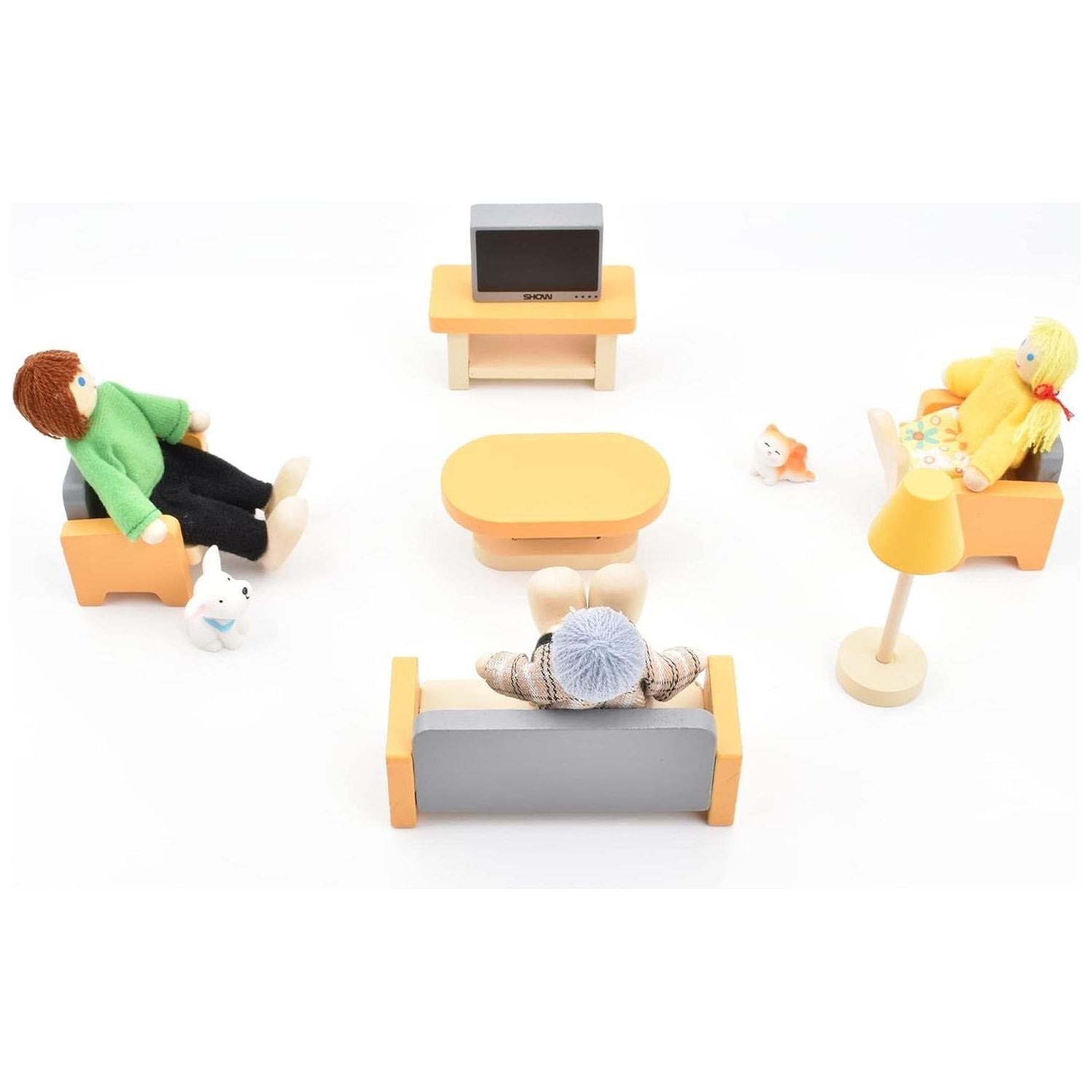 Wooden Dollhouse Family