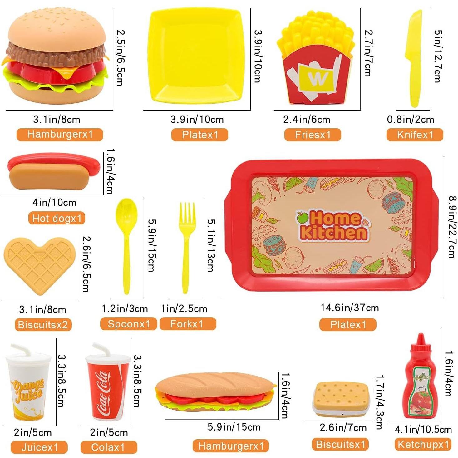 Pretend Fast Food Play Food Set