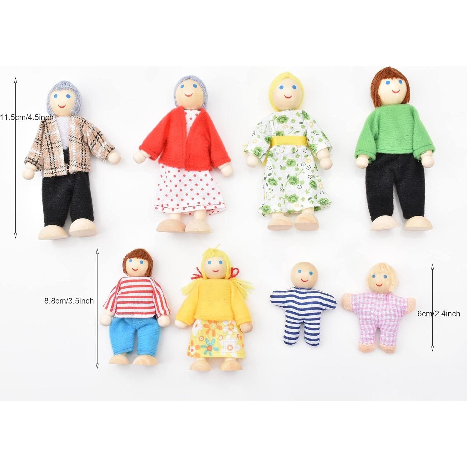 Wooden Dollhouse Family