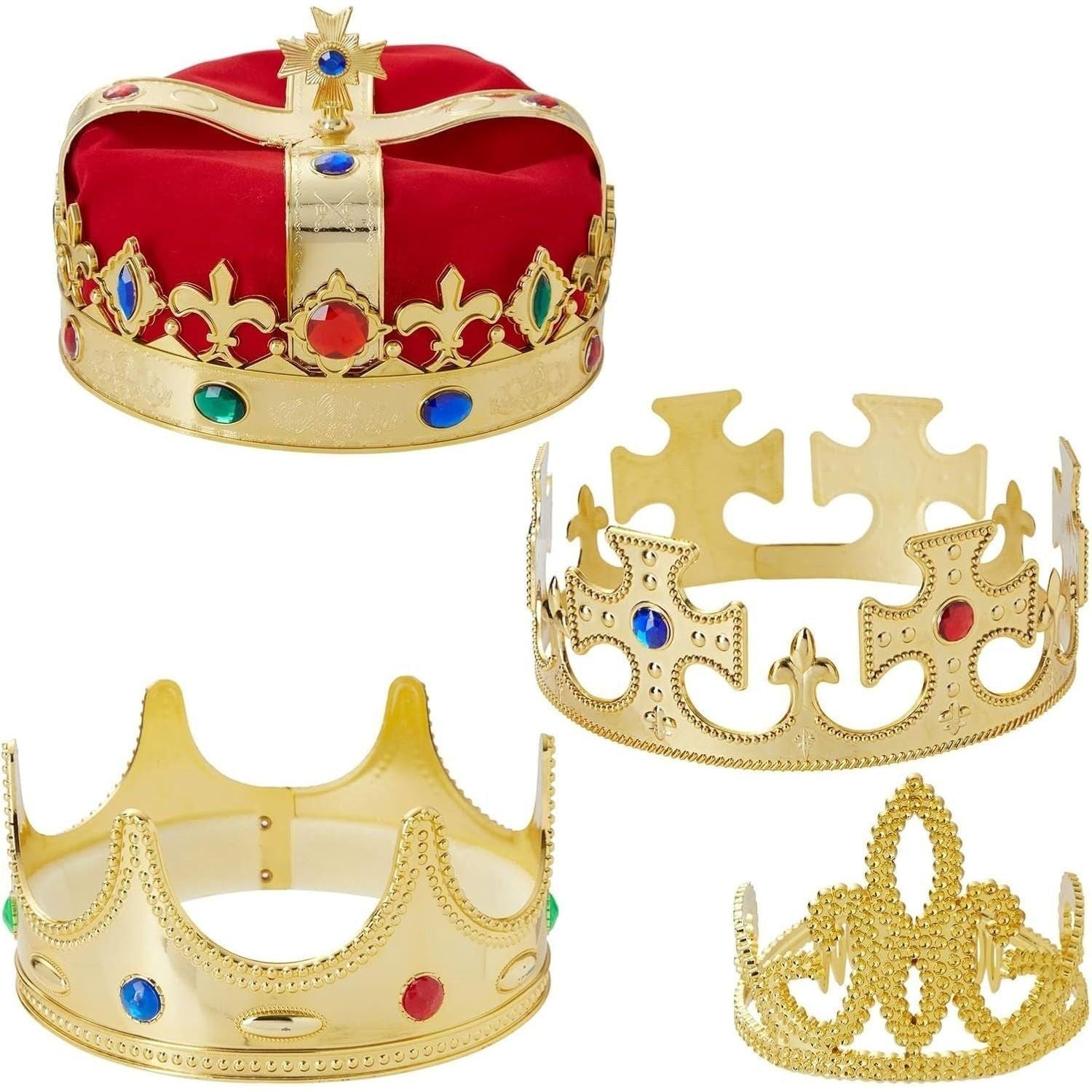 4-Pieces King and Queen Crowns Set for Kids