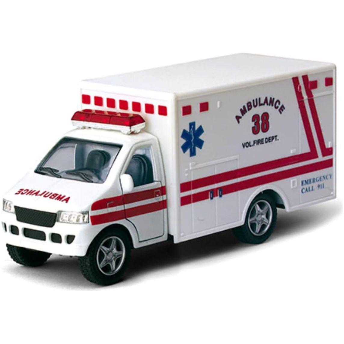 Rescue Team Ambulance 5" Die Cast Metal Cabin W/Pullback Action