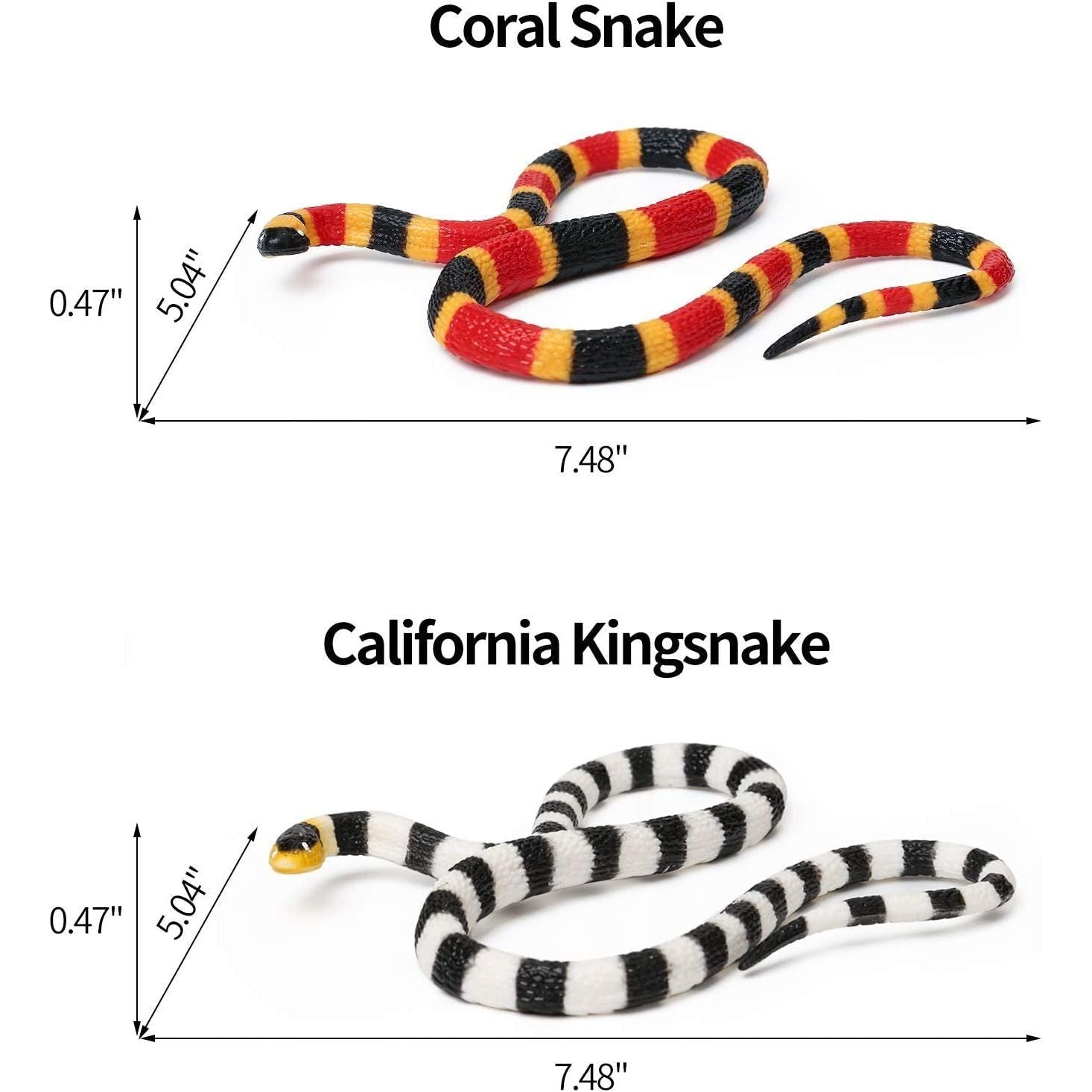 8Pcs Fake Snakes Toy Figurines Realistic Fake Snake Prank Rubber Snake Props Scary Snake Toy Scare Birds, Cobra Snake, Boa Constrictor, Coral Snake, Rattlesnake Wild Life Figures