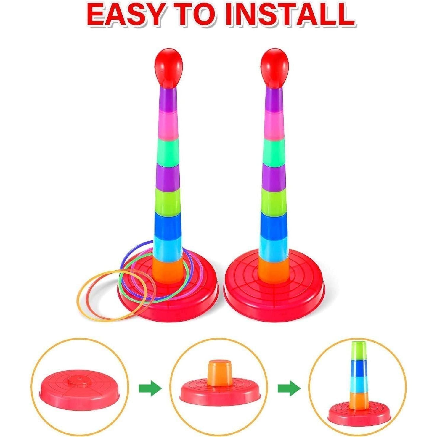 Two Pack 18 Inch Colorful Ring Toss Game Set