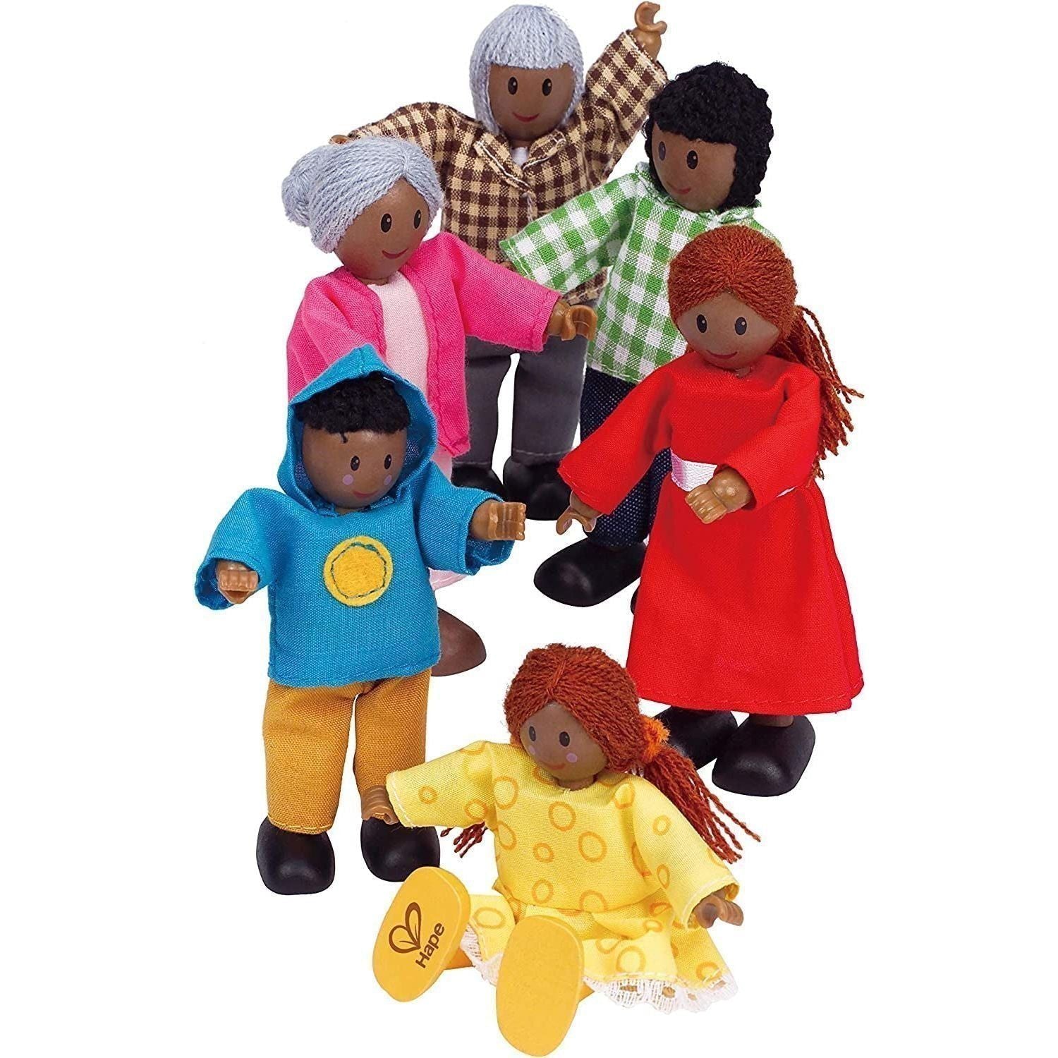 African American Wooden Doll House Family