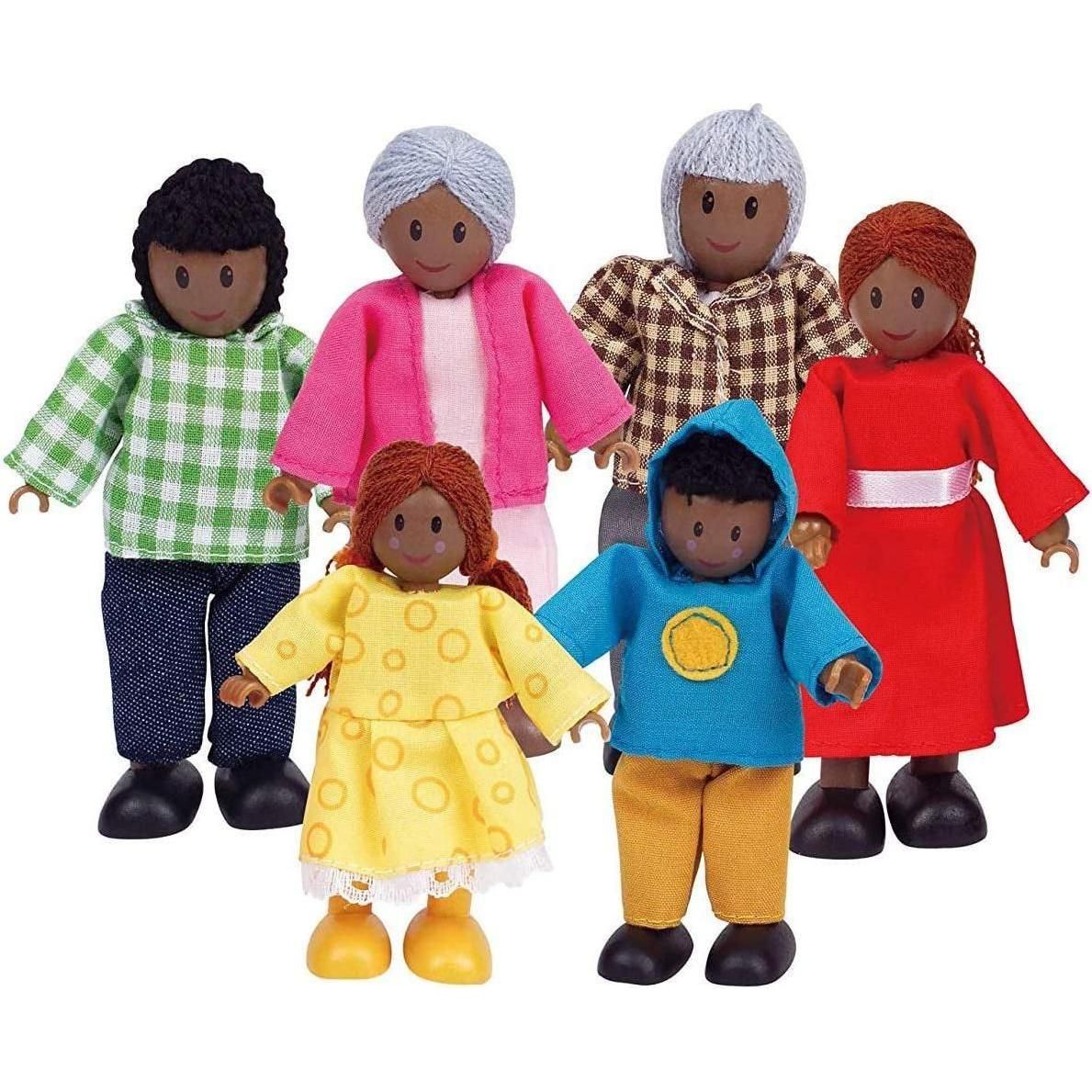 African American Wooden Doll House Family