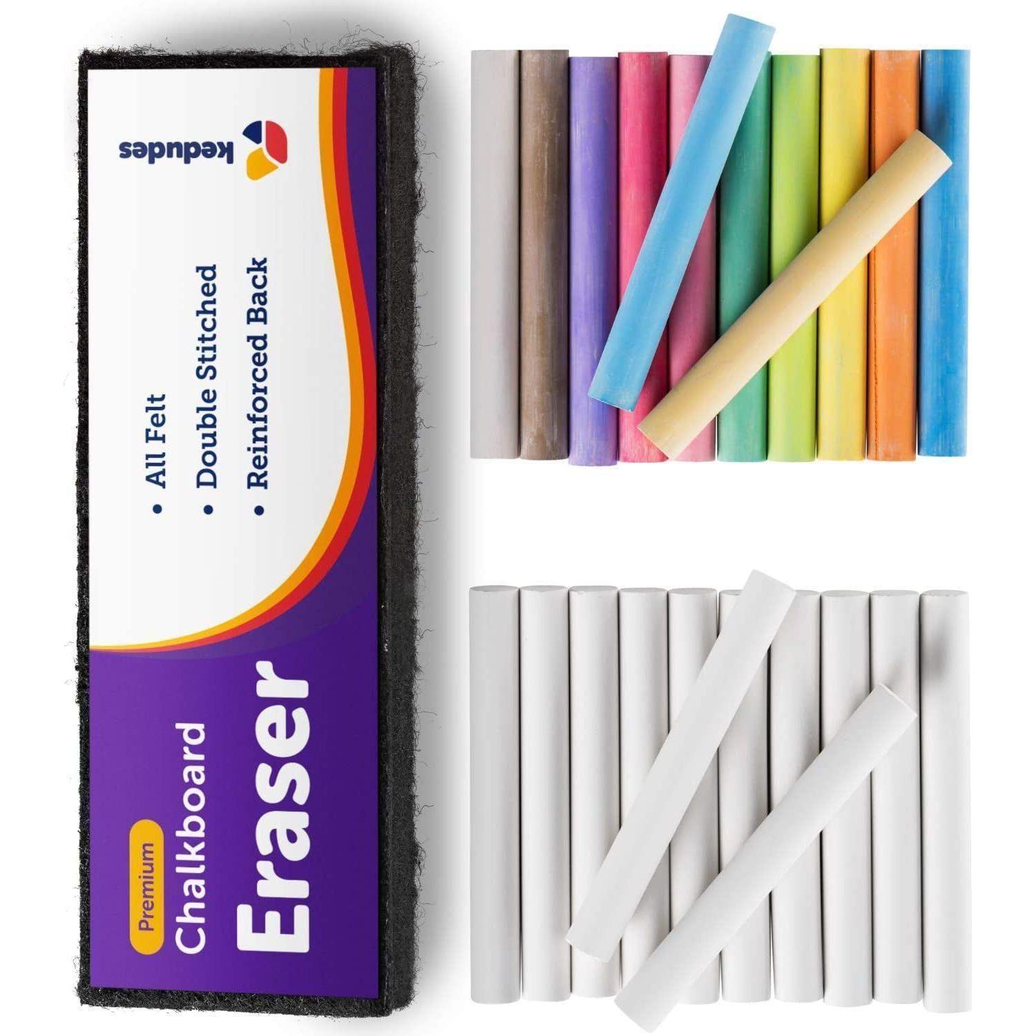 Dustless Multicolored Chalk with Eraser