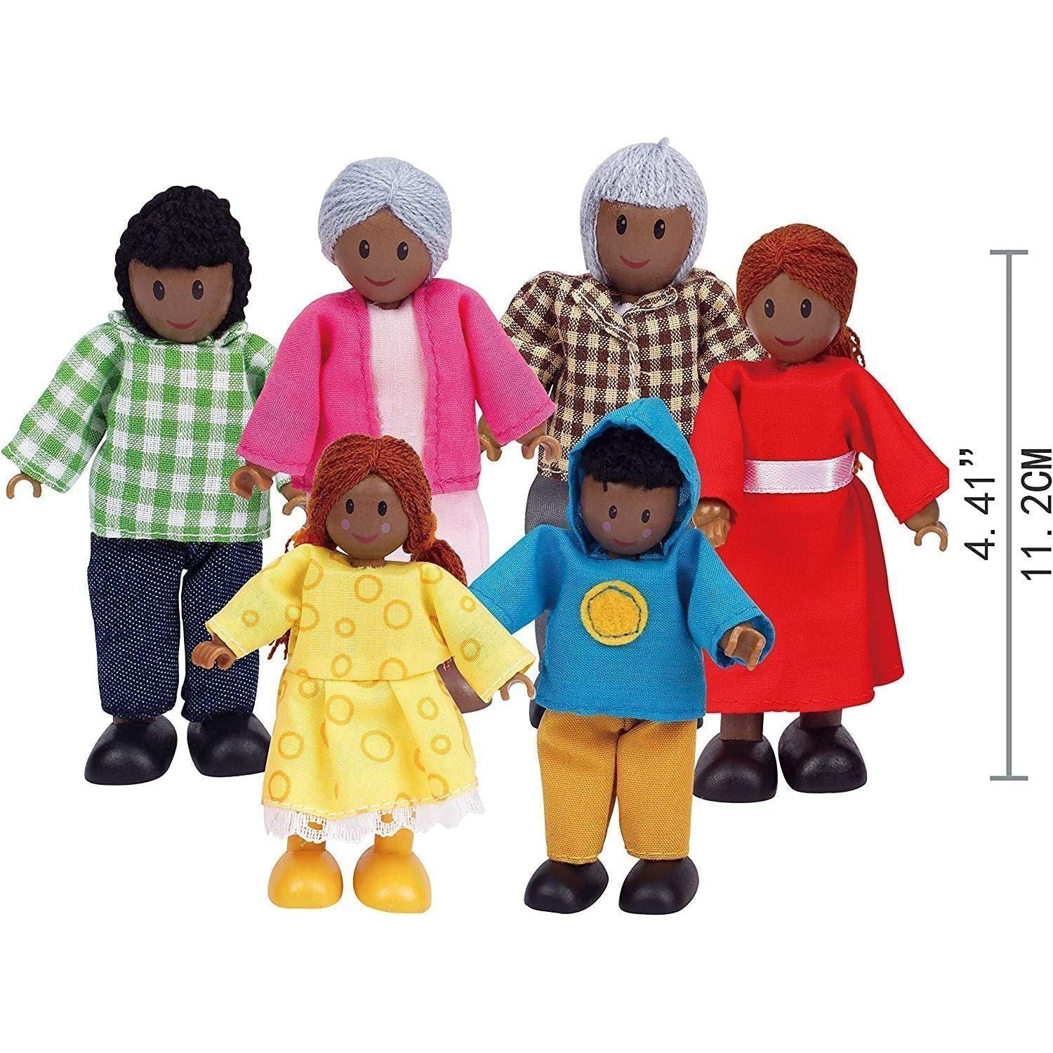 African American Wooden Doll House Family