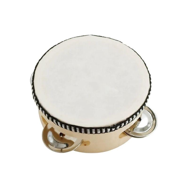 1Pcs Tambourines Musical Instrument for Adults Wooden Hand Held Drum Bells Tamborine with Birch Metal Jingles Percussion