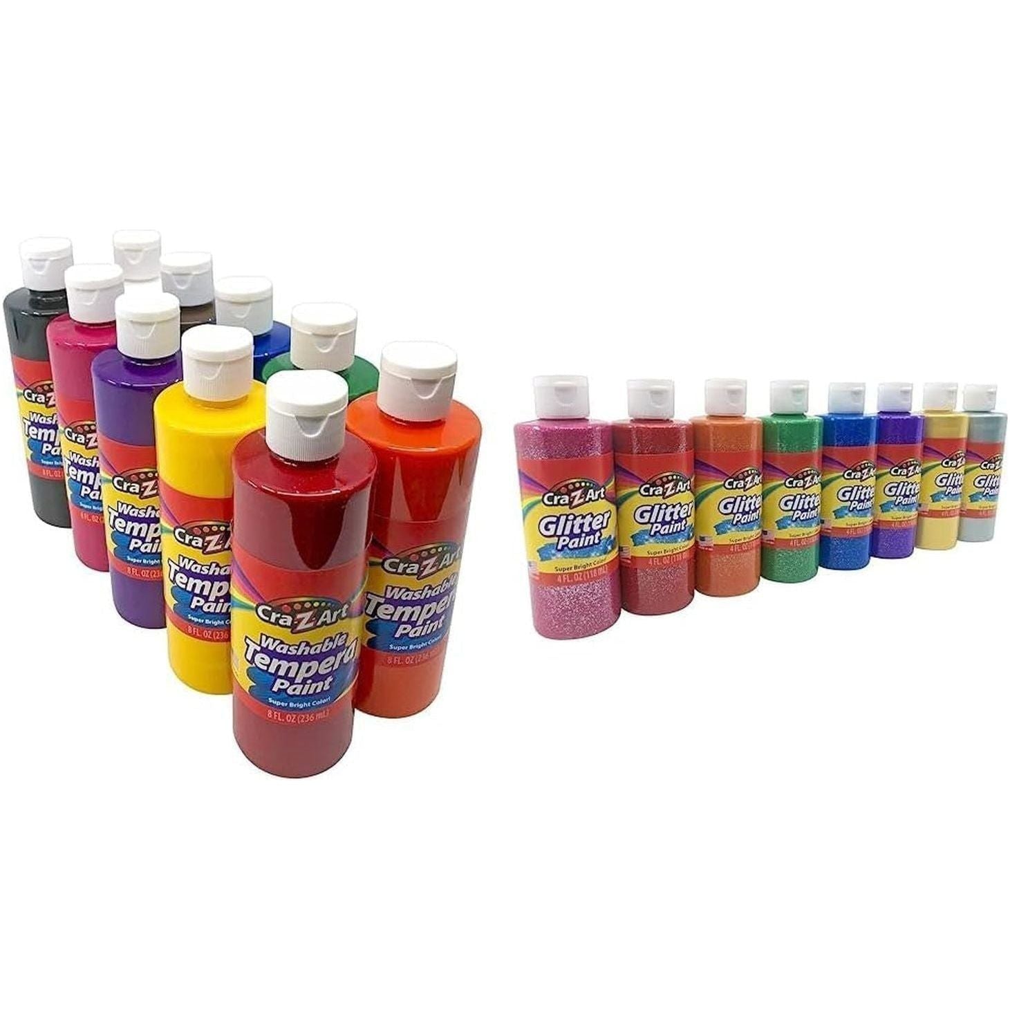 Washable Tempera Paint Bulk Pack 10Ct, Assorted Colors 8Oz Each Bottle