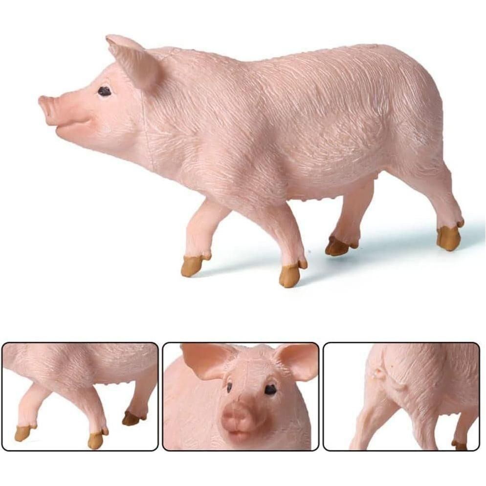 4 Pcs Realistic Farm Pig Animals Model Figure Toy Set, Barn Farm Pig Family Figurines Collection Playset Preschool Science Educational Learn Cognitive Props