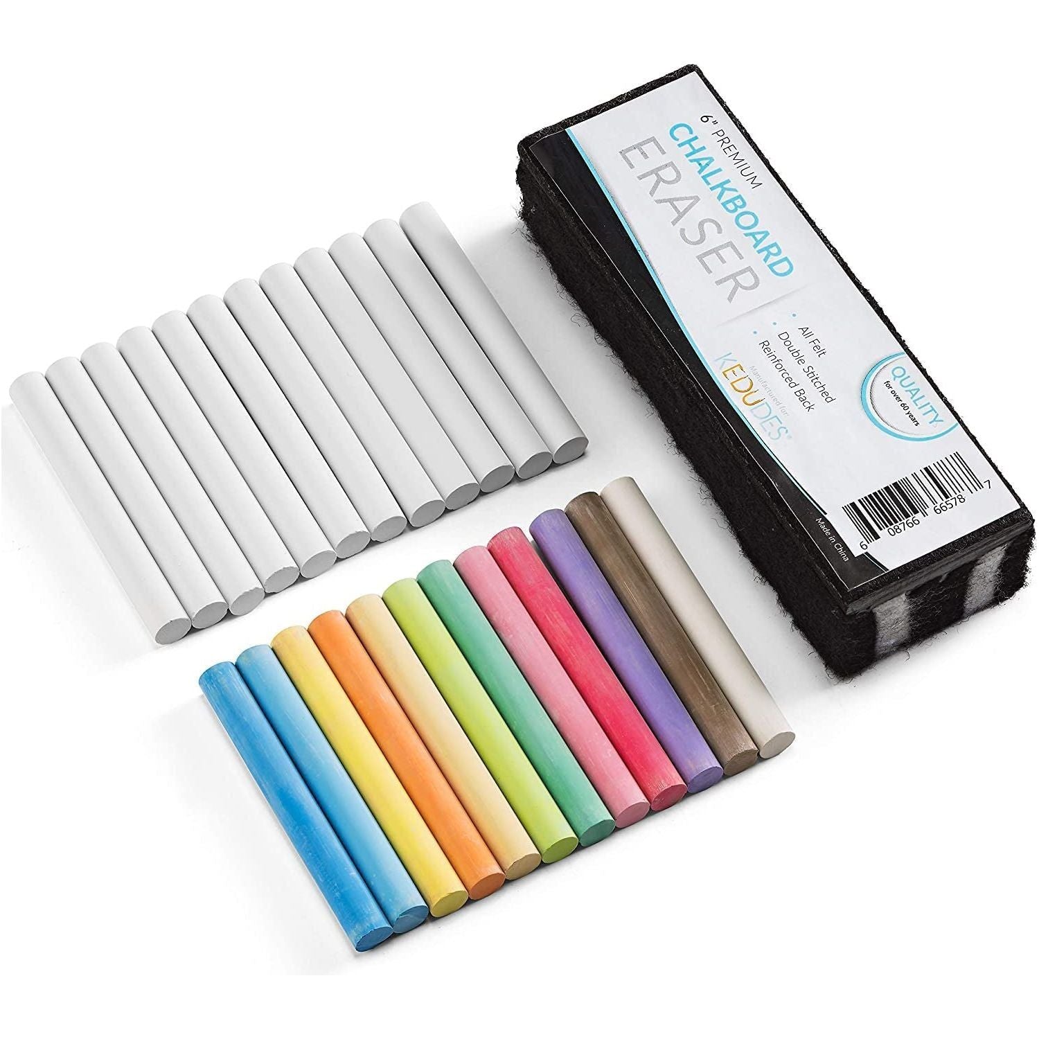 Dustless Multicolored Chalk with Eraser