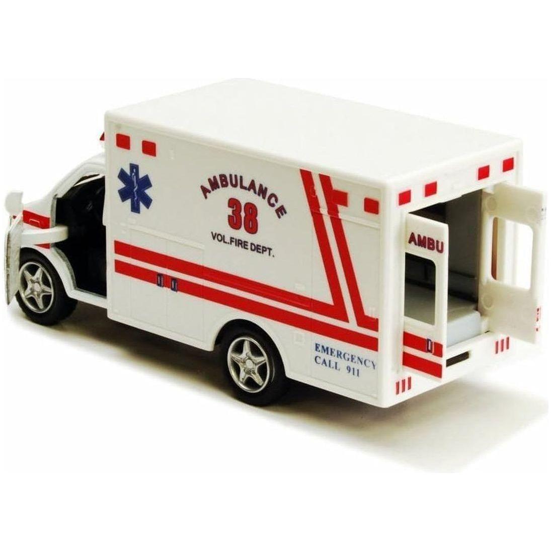 Rescue Team Ambulance 5" Die Cast Metal Cabin W/Pullback Action