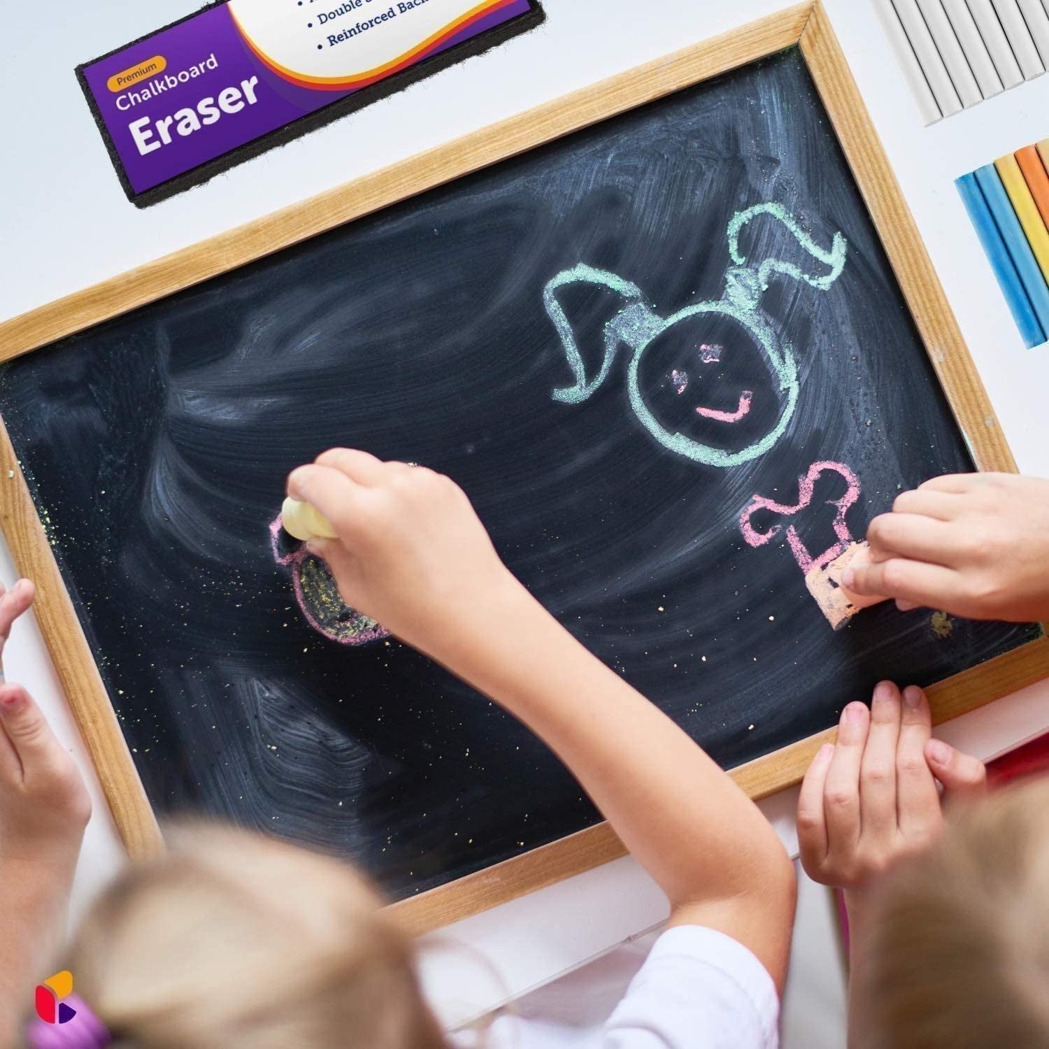 Dustless Multicolored Chalk with Eraser