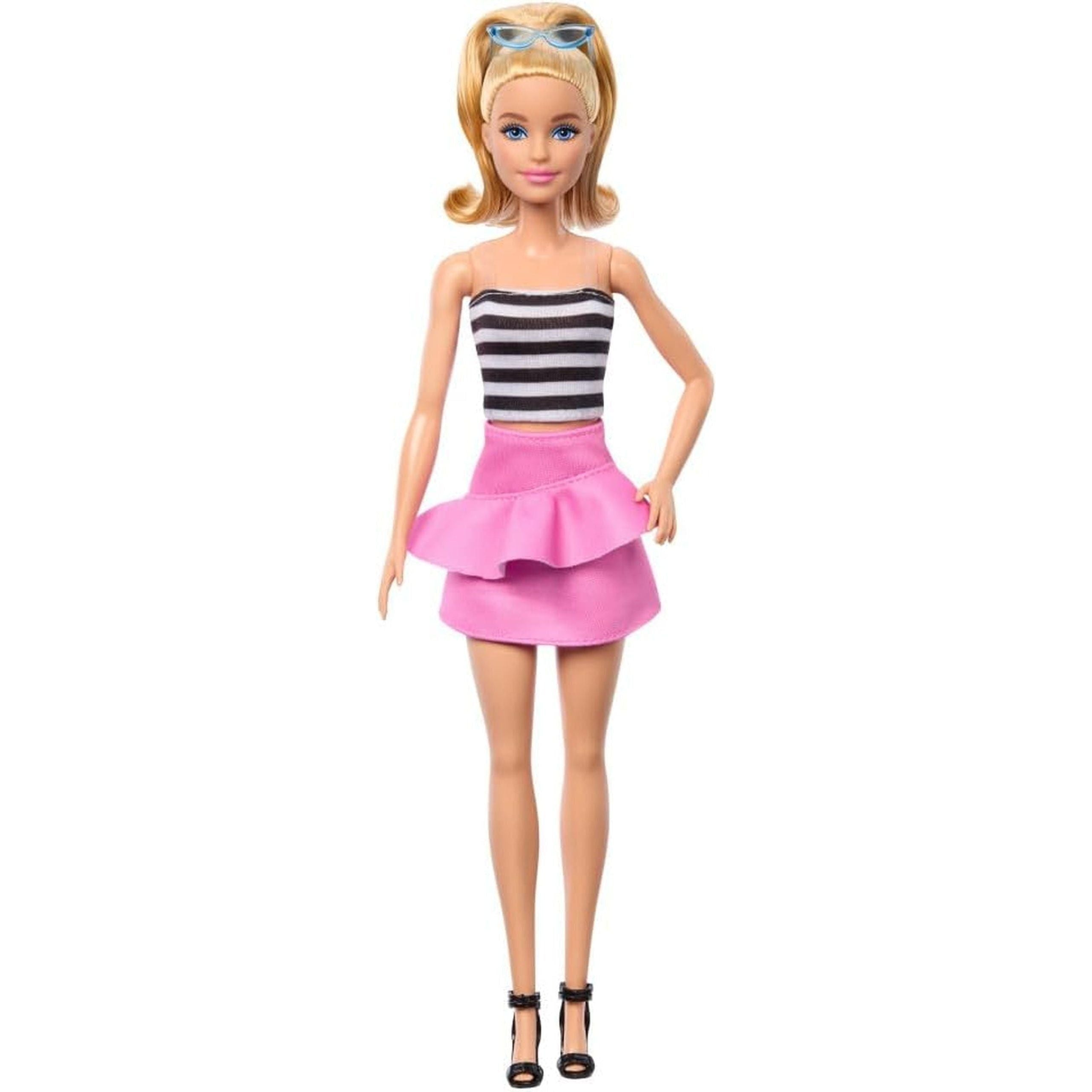 Fashionistas Doll #213, Blonde with Striped Top, Pink Skirt & Sunglasses, 65Th Anniversary Collectible Fashion Doll