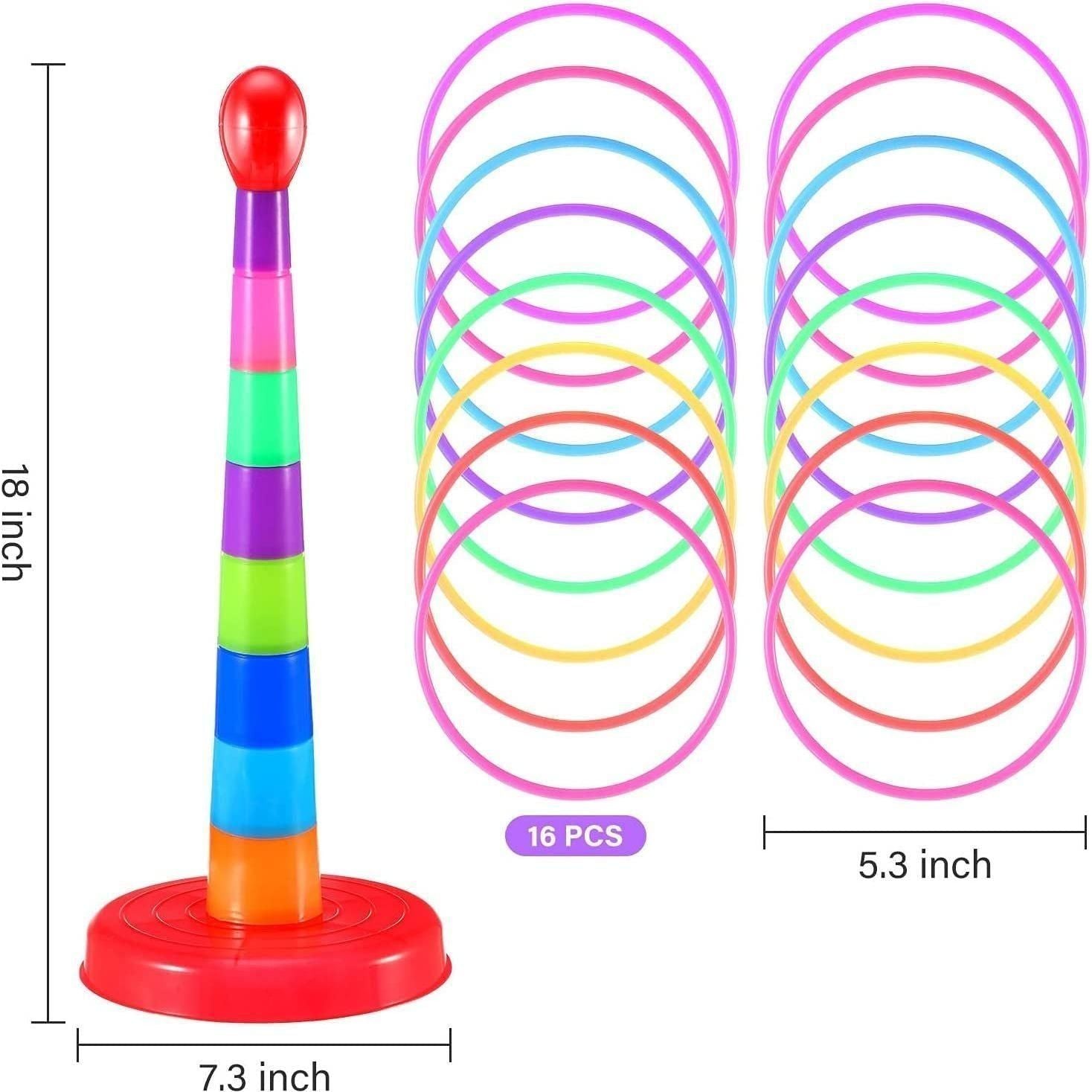 Two Pack 18 Inch Colorful Ring Toss Game Set