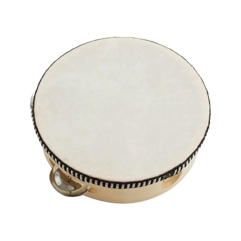 1Pcs Tambourines Musical Instrument for Adults Wooden Hand Held Drum Bells Tamborine with Birch Metal Jingles Percussion